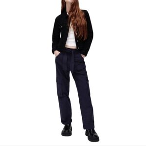 Zara Plaid Cargo Pants Blue/Brown Size S
